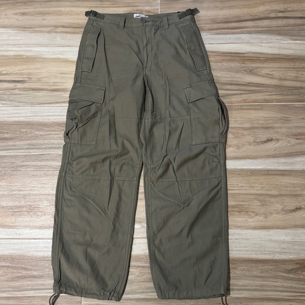 Aritzia Tna Supply Cargo Pants Olive Green GD Fatigue Wide Leg Adjust Size 8 M